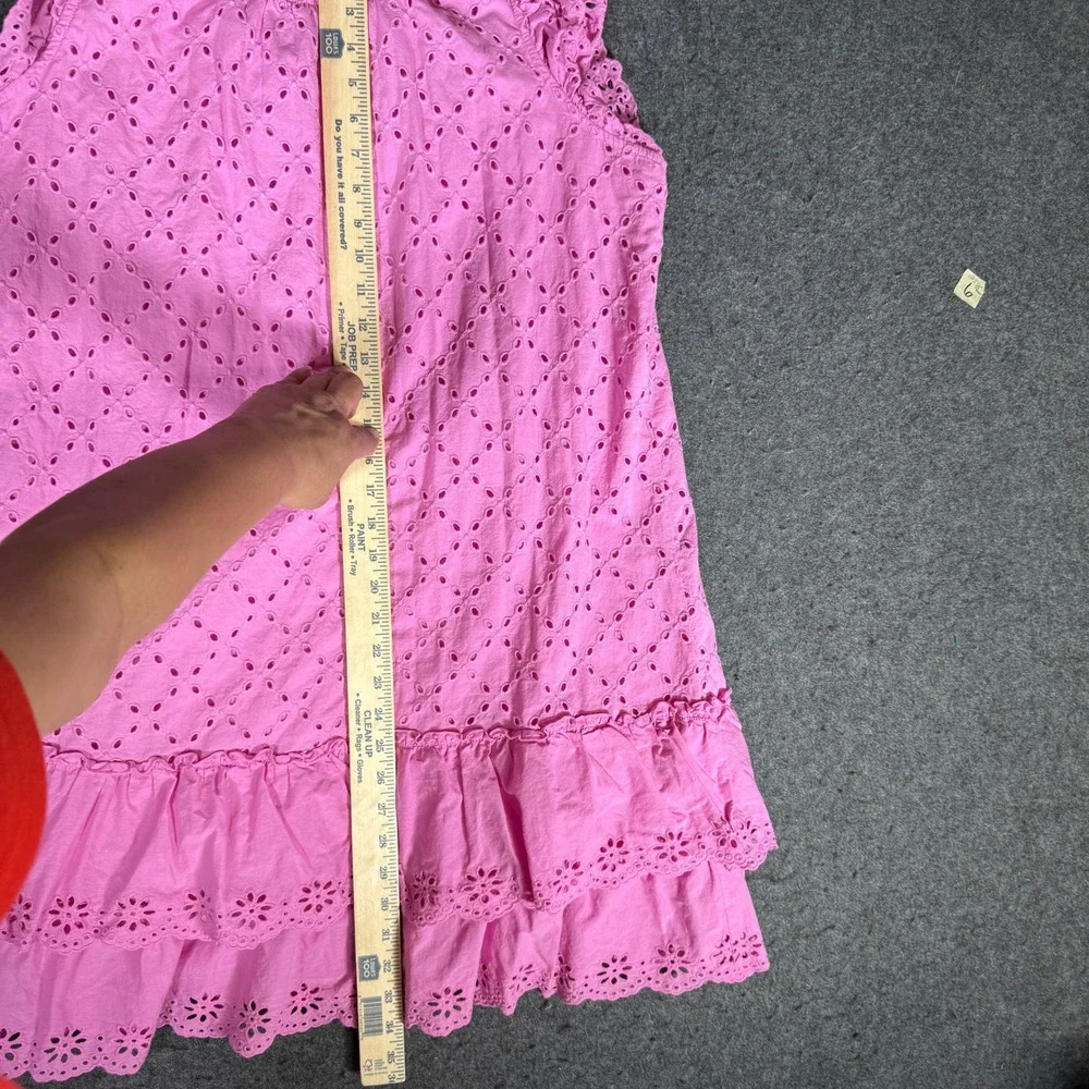Matilda Jane Girls Pink Eyelet Tiered Ruffle Cotton‎ Dress XL 12 14